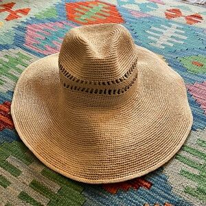 Janessa Leone Harlow Open Weave Straw Hat, Small, NWT